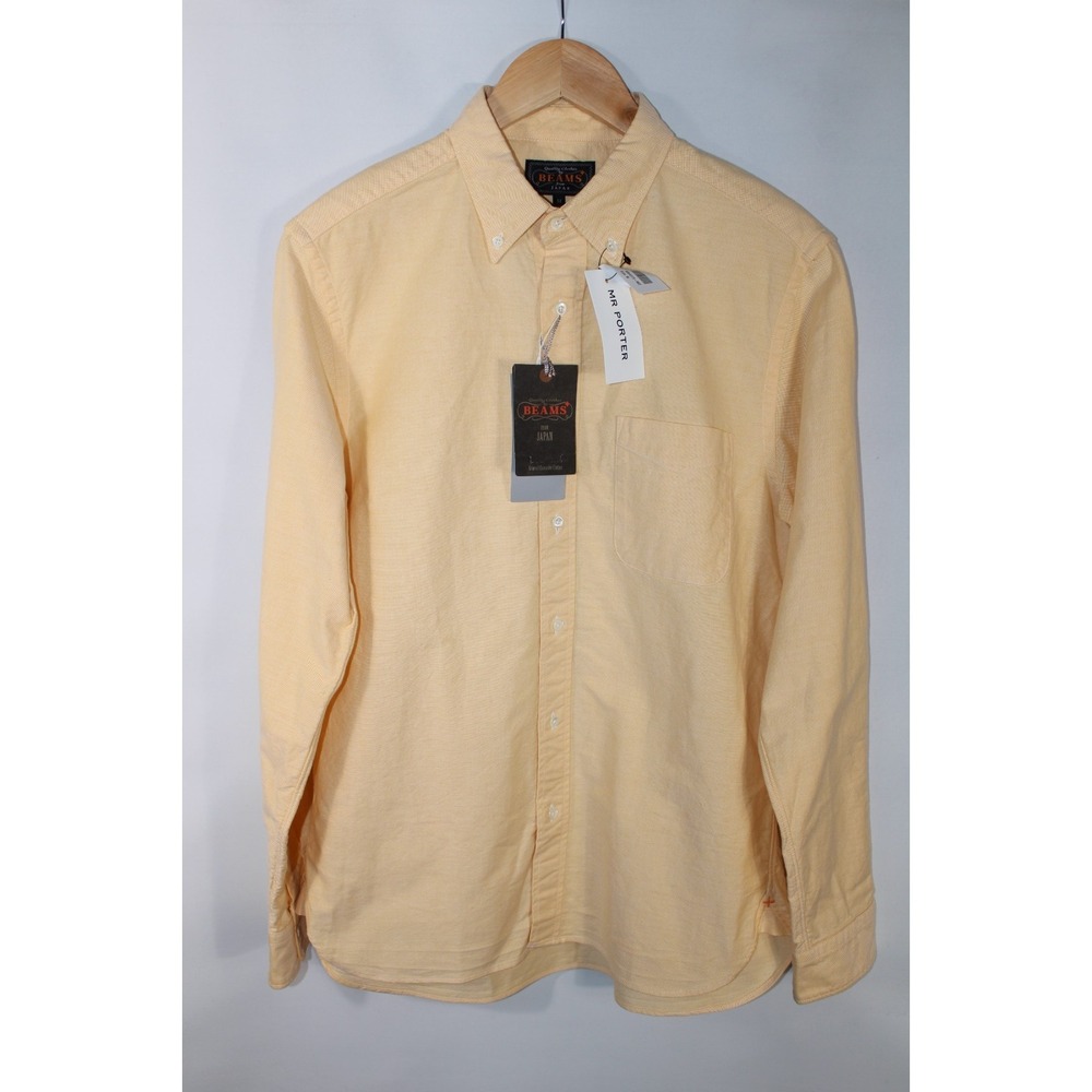 NWT Beams Plus Men's Medium Yellow Made in Japan Long Sleeve Oxford Shirt